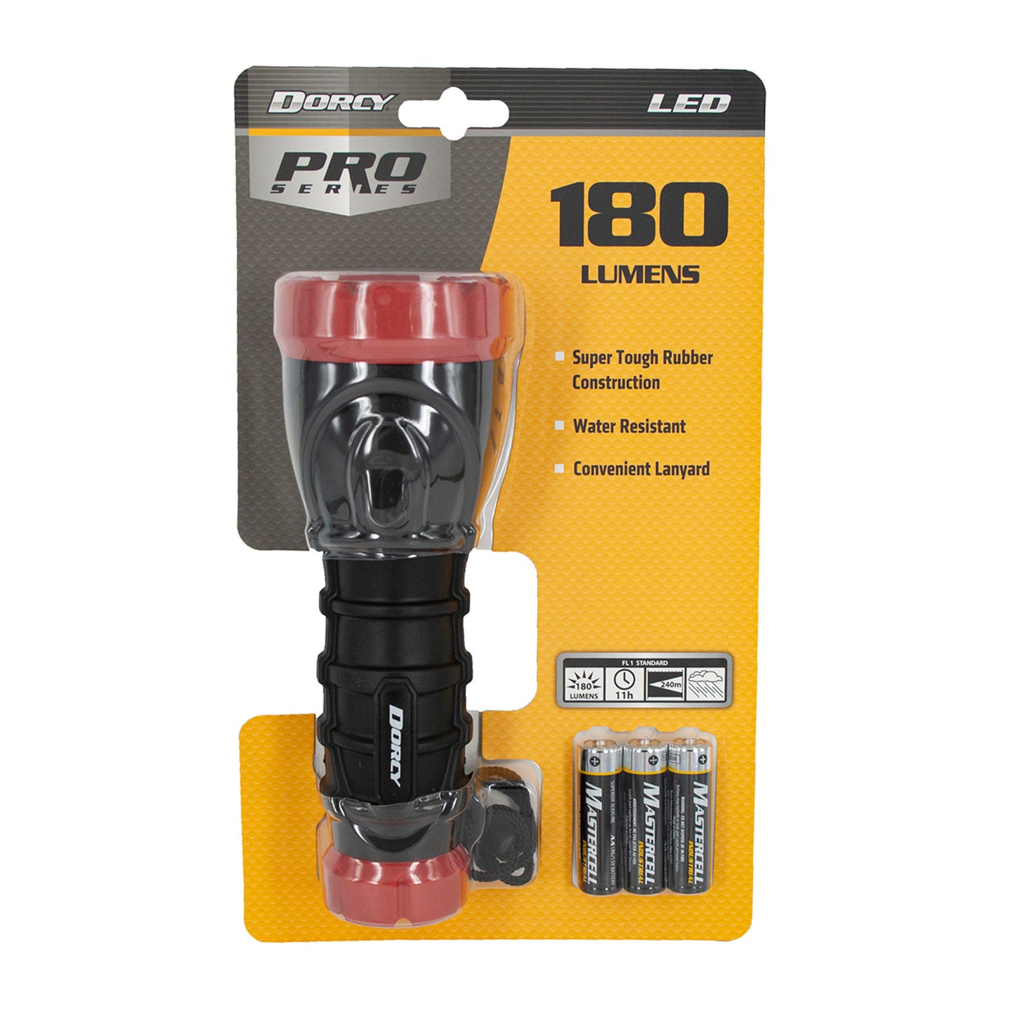 3AA 180 Lumen Rubber Torch