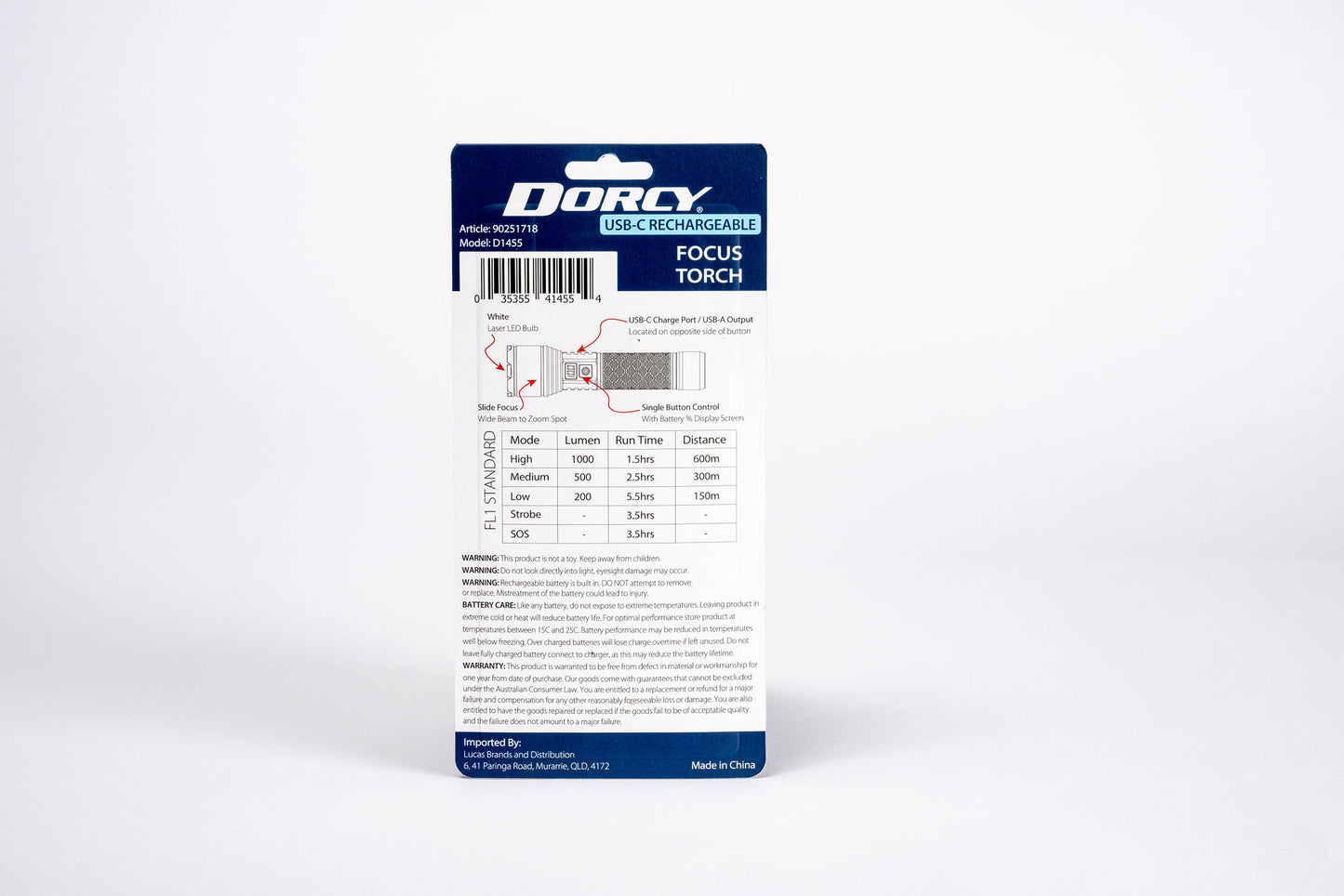 USB 1000 Lumen LCD Focus Torch